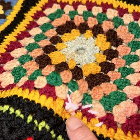 Handmade Knit MultiColor Afghan